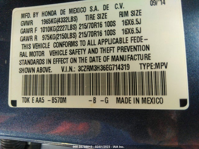Honda CR-V LX 2014 3CZRM3H36EG714319 Image 9