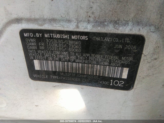 ML32F3FJ0HHF10165 Mitsubishi Mirage G4 Es