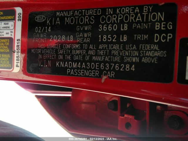 KNADM4A30E6376284 KIA RIO LX