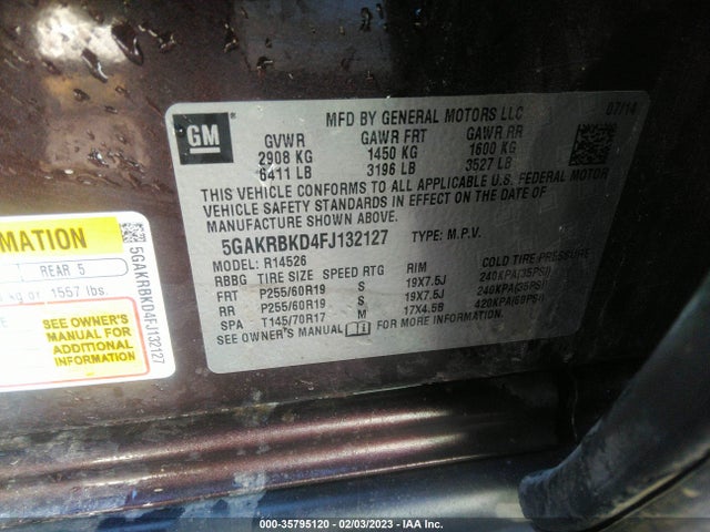 2015 Buick Enclave, VIN: 5GAKRBKD4FJ132127