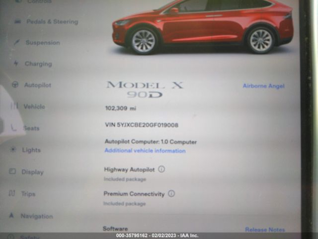 5YJXCBE20GF019008 Tesla Model X 70d/90d/75d/60d/p100d