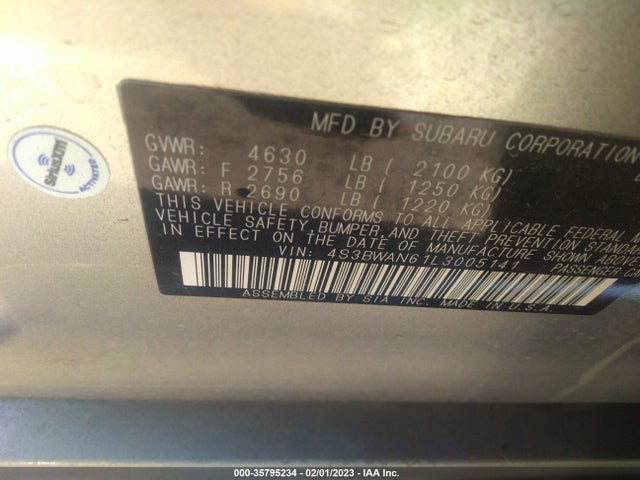 Subaru Legacy Limited 2020 4S3BWAN61L3005141 Image 10