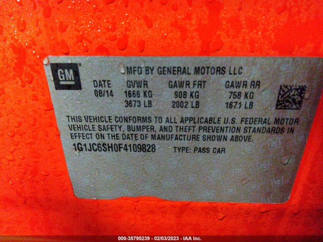 Chevrolet SONIC LT 2015 1G1JC6SH0F4109828 Image 9