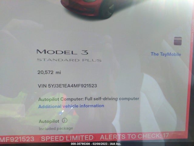 Tesla Model 3 Standard Range Plus 2021 5YJ3E1EA4MF921523 Image 7