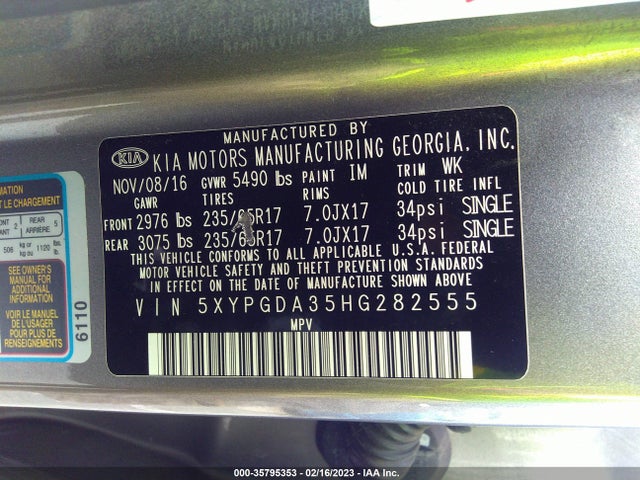 KIA SORENTO LX 2017 5XYPGDA35HG282555 Image 11