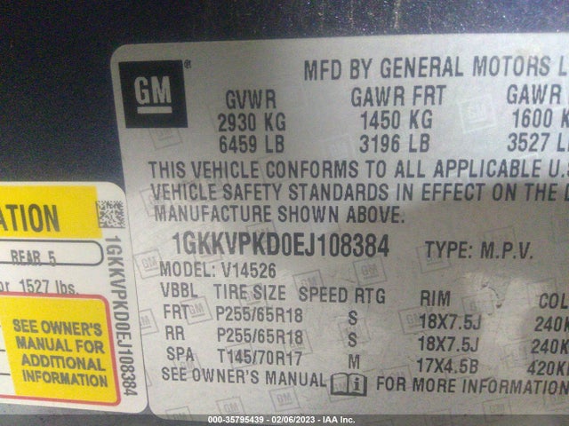GMC ACADIA SLE 2014 1GKKVPKD0EJ108384 Image 10