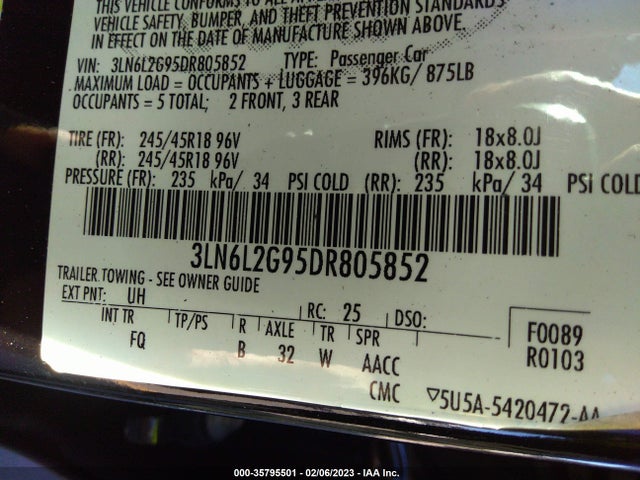 Lincoln MKZ 2013 3LN6L2G95DR805852 Image 9