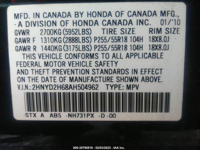 Acura Mdx Technology Pkg 2010 2HNYD2H68AH504962 Image 10