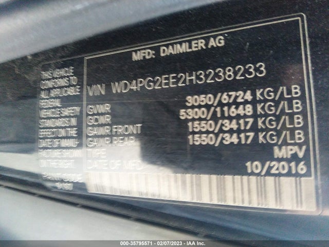 2017 Mercedes-Benz Metris, VIN: WD4PG2EE2H3238233