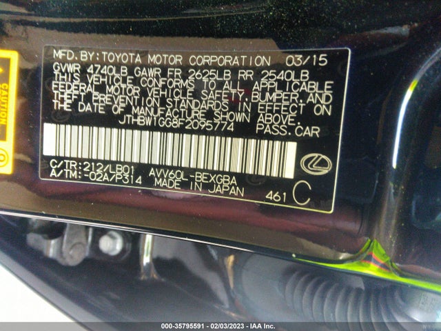 2015 Lexus ES, VIN: JTHBW1GG8F2095774