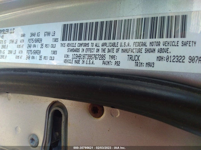 Dodge Ram 1500 Slt 2009 1D3HB18T39S767285 Image 10