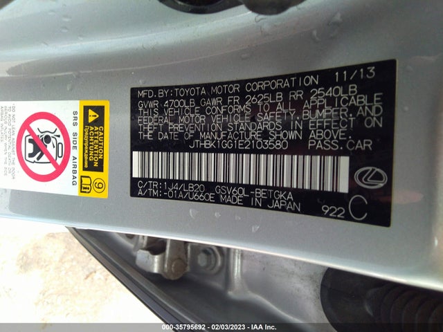 Lexus ES 350 2014 JTHBK1GG1E2103580 Image 9