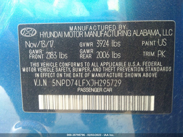 Hyundai ELANTRA SE 2018 5NPD74LFXJH295729 Image 10