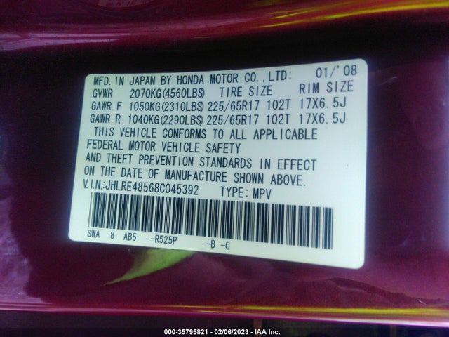 Honda CR-V EX 2008 JHLRE48568C045392 Image 10