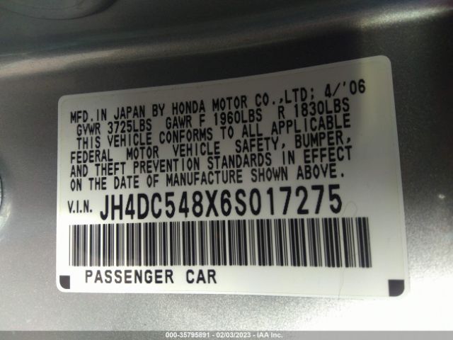 JH4DC548X6S017275 Acura RSX