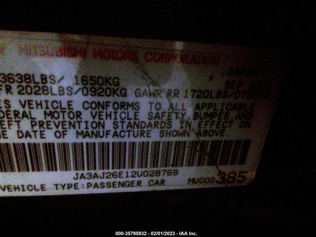 JA3AJ26E12U028769 Mitsubishi LANCER ES