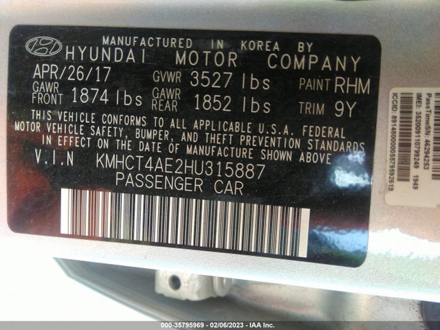 Hyundai ACCENT SE 2017 KMHCT4AE2HU315887 Image 10