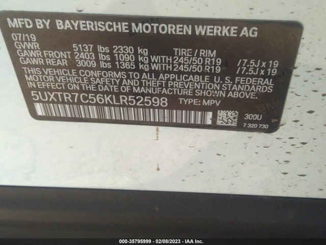 BMW X3 Sdrive30i 2019 аукцион фото