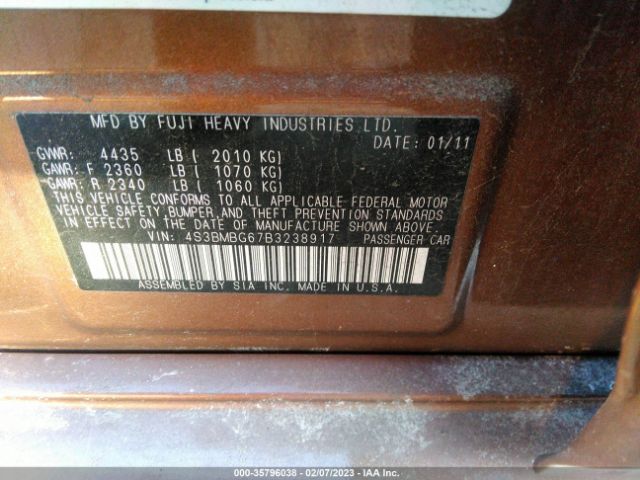 4S3BMBG67B3238917 Subaru Legacy