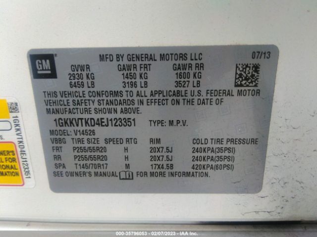 1GKKVTKD4EJ123351 GMC Acadia Denali