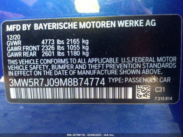 3MW5R7J09M8B74774 BMW 3 Series 330i Xdrive