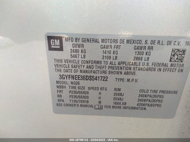 3GYFNEE36DS541722 Cadillac Srx Premium Collection