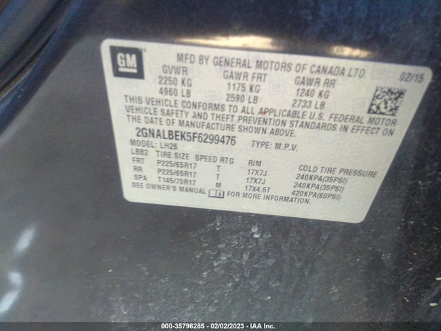 Chevrolet EQUINOX LT 2015 2GNALBEK5F6299476 Image 11