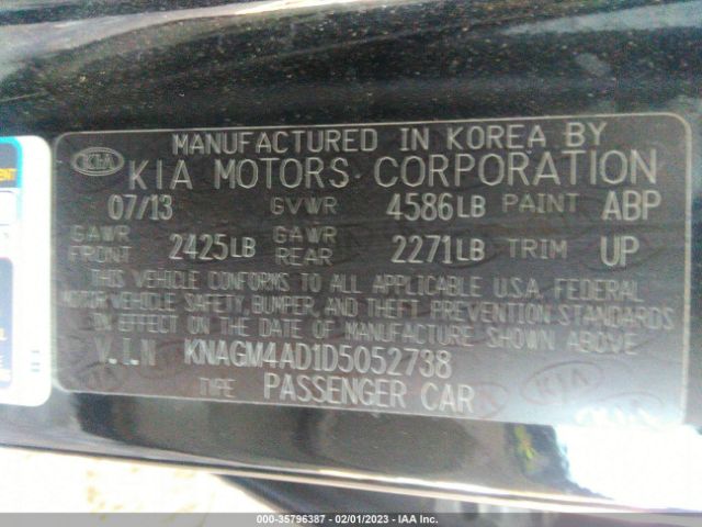 KNAGM4AD1D5052738 KIA Optima Hybrid Lx