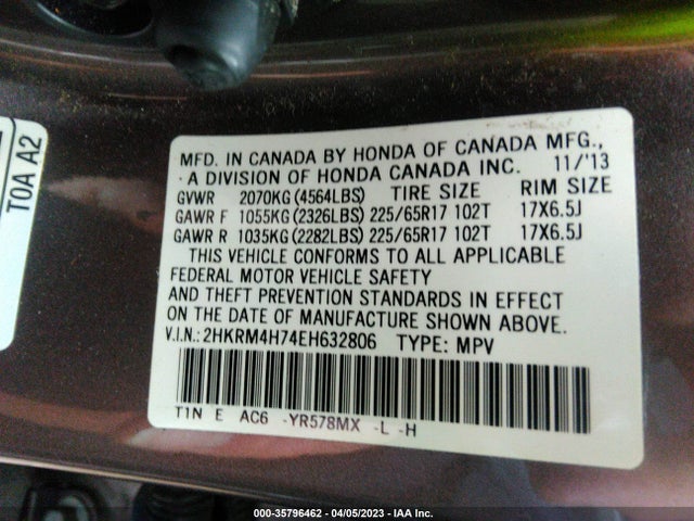 Honda Cr-v Ex-l 2014 2HKRM4H74EH632806 Image 9