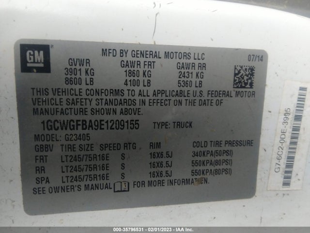 2014 Chevrolet Express, VIN: 1GCWGFBA9E1209155