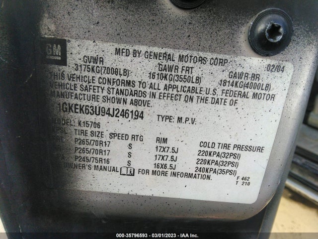 GMC YUKON DENALI 2004 1GKEK63U94J246194 Image 10