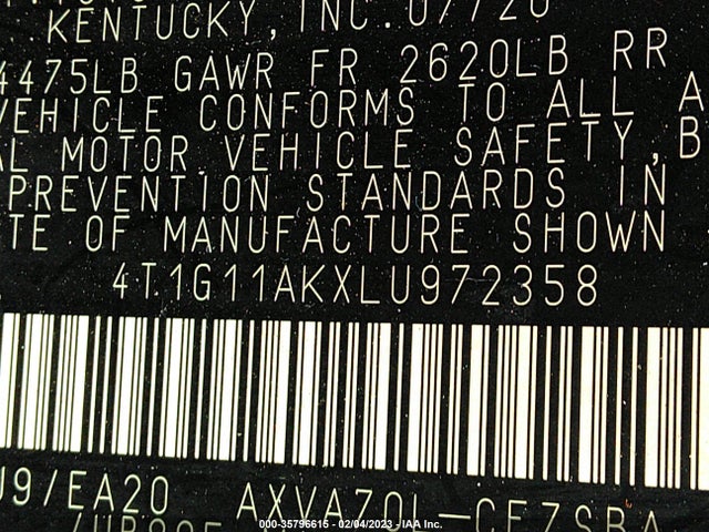 Toyota CAMRY SE 2020 4T1G11AKXLU972358 Image 9