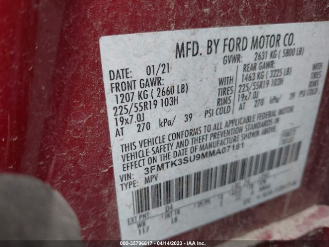 3FMTK3SU9MMA07181 Ford Mustang Mach-e Premium