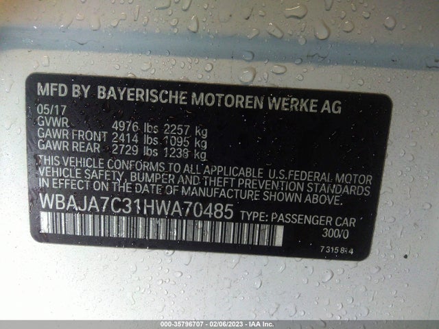 WBAJA7C31HWA70485 BMW 5 Series 530i Xdrive