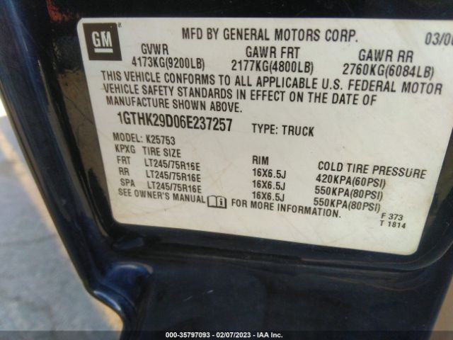 1GTHK29D06E237257 GMC Sierra 2500hd Slt