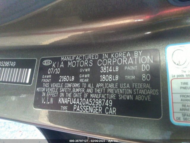 KNAFU4A20A5298749 KIA FORTE EX