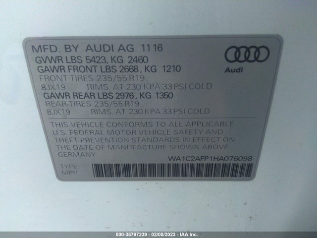 WA1C2AFP1HA076098 Audi Q5 PREMIUM