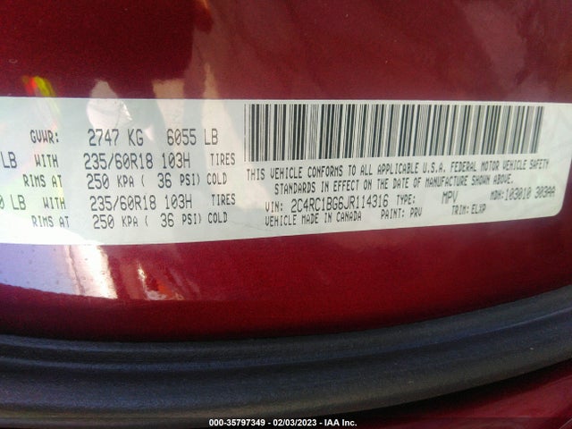 2C4RC1BG6JR114316 Chrysler Pacifica Touring L