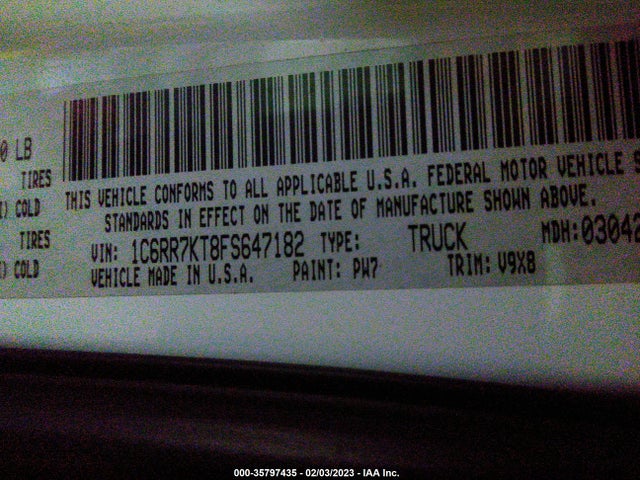 2015 RAM 1500 EXPRESS VIN: 1C6RR7KT8FS647182