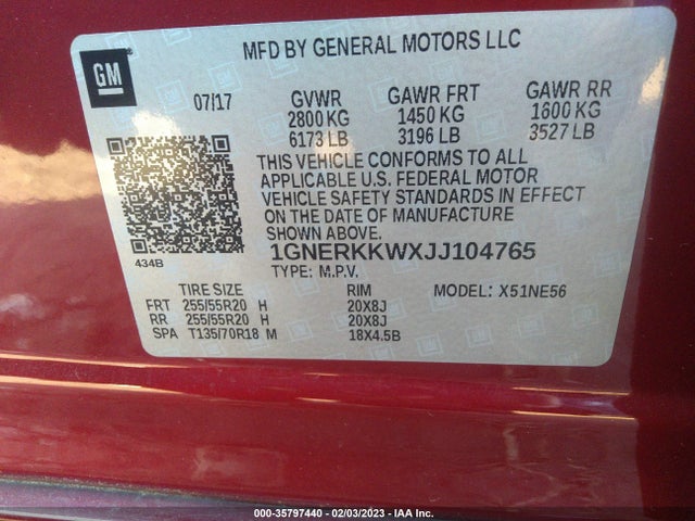 Chevrolet Traverse Premier 2018 1GNERKKWXJJ104765 Image 10