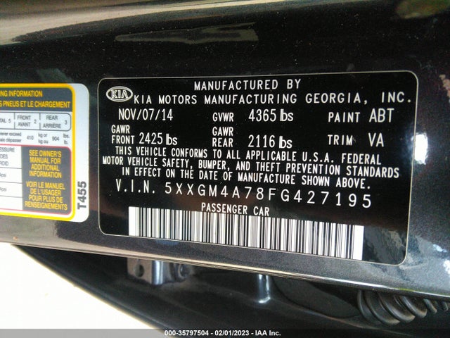 KIA Optima Lx 2015 5XXGM4A78FG427195 Image 9