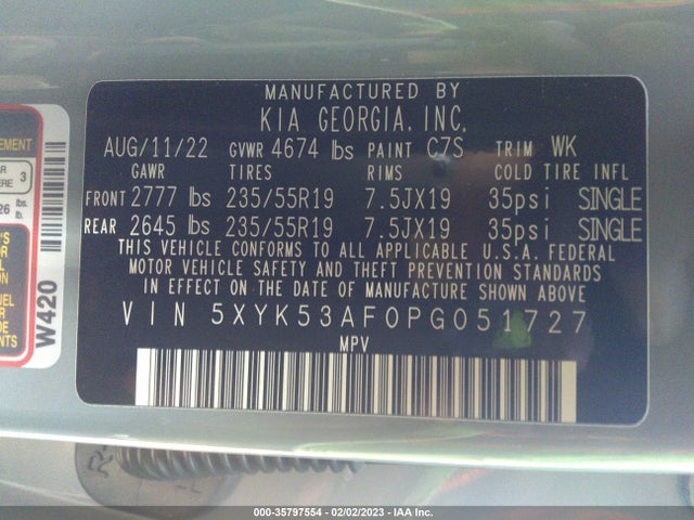2023 KIA SPORTAGE SX PRESTIGE VIN: 5XYK53AF0PG051727