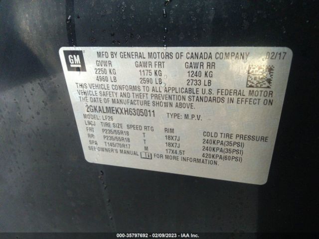 2GKALMEKXH6305011 GMC Terrain Sle