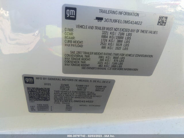 GMC Sierra 1500 Denali 2021 3GTU9FEL0MG414622 Image 9
