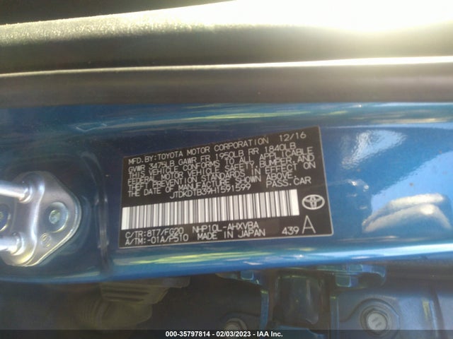 2017 Toyota Prius, VIN: JTDKDTB39H1591599