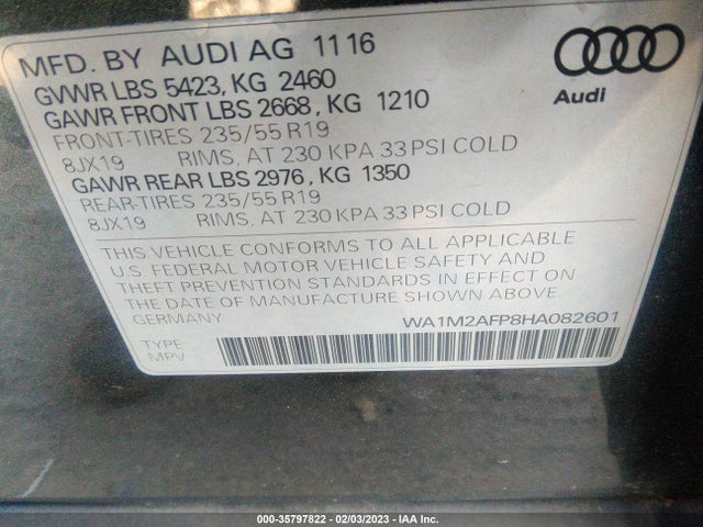 2017 Audi Q5, VIN: WA1M2AFP8HA082601