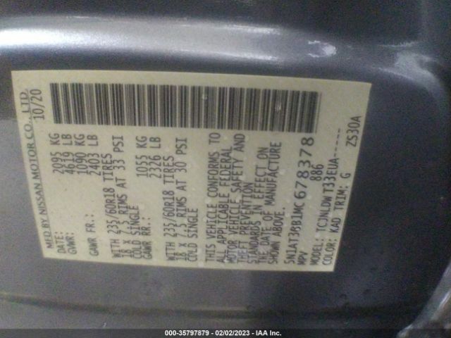 5N1AT3BB1MC678378 Nissan ROGUE SV