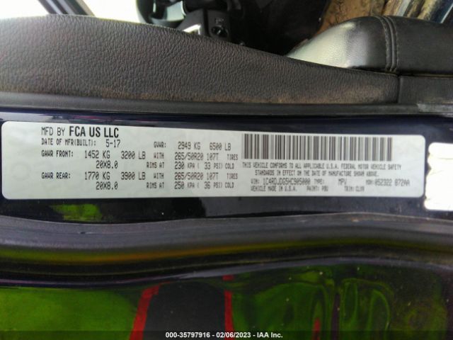 1C4RDJDG5HC905000 Dodge DURANGO GT