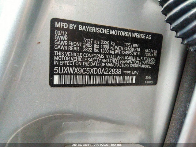 BMW X3 2013 5UXWX9C5XD0A22838 Image 10