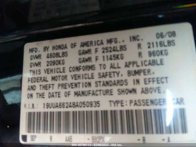 19UUA66248A050935 Acura TL